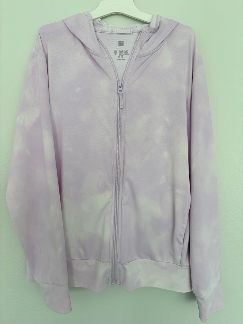 Uniqlo Kids Pastel Lavender Tie-Dye Zip Hoodie